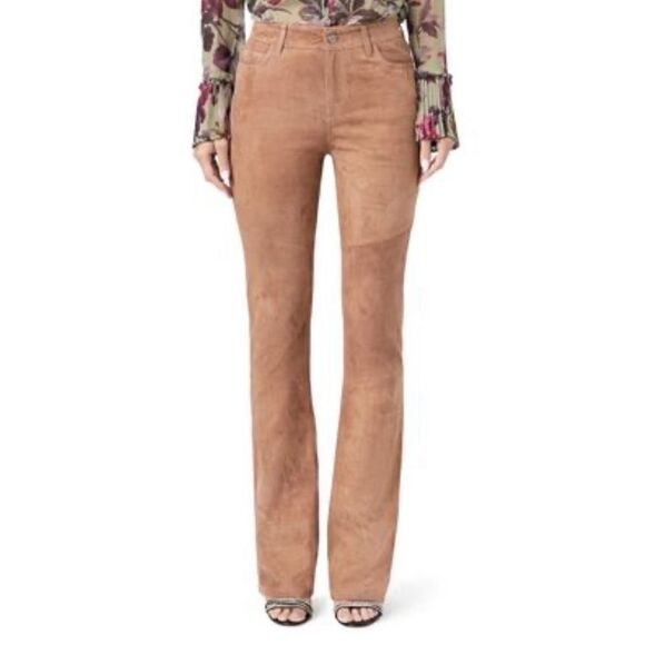 PAIGE Suede Laurel Canyon Hi Rise Trousers in Toffee Bronze NWT Size 29 - Picture 1 of 16